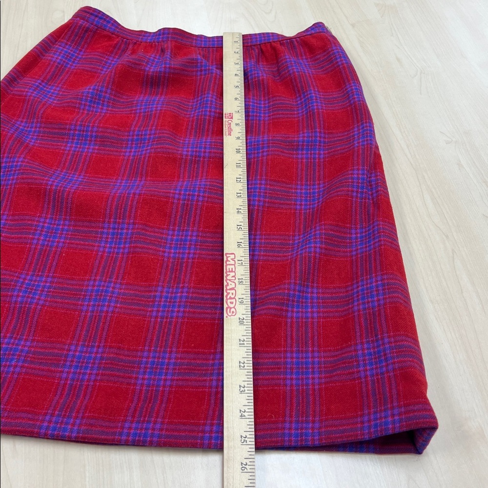 Vintage Pendleton Wool Red Purple Plaid Pencil Skirt Lined and Pockets 14 - Picture 7 of 9